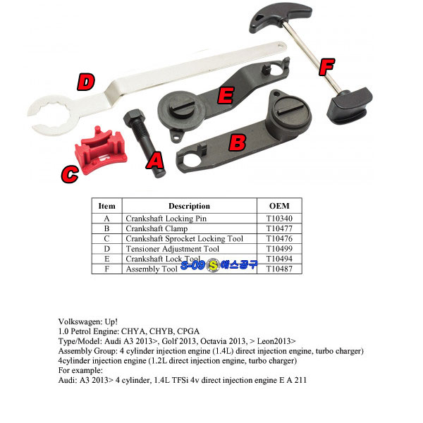 VAG 1.0 1.2 1.4L 타이밍공구 VW,AUDI 엔진타이밍툴