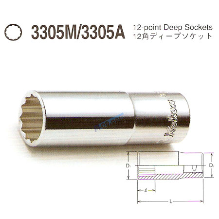 소켓 코켄(3/8인치 12각롱inch)